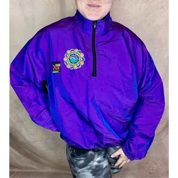 Vintage Plus Size Dolphin Celestial Windbreaker XL 90s 80s - Picture 1 of 8